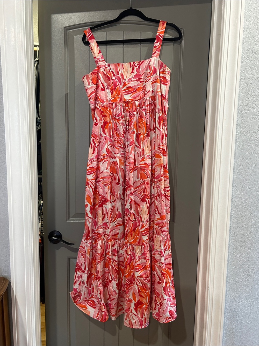 London Times Pink & Orange Floral Maxi Dress